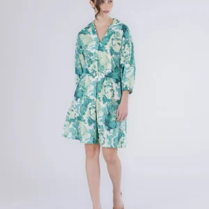 ABITO CON VITA ELASTICATA IN MUSSOLA STAMPATA